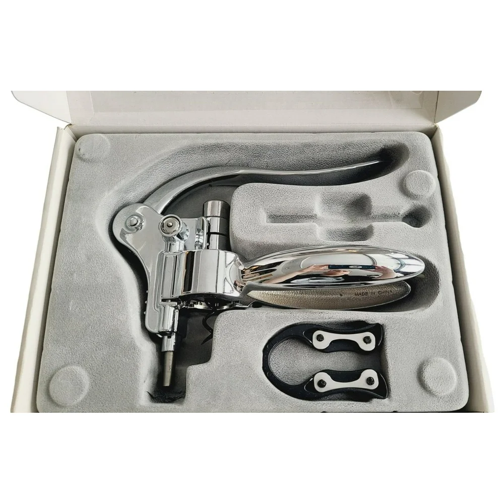 Chrome Lever Corkscrew Wine Bottle Opener with Foil Cutter Set